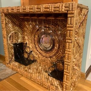 Unique Cork Wine Rack with Glass Holder